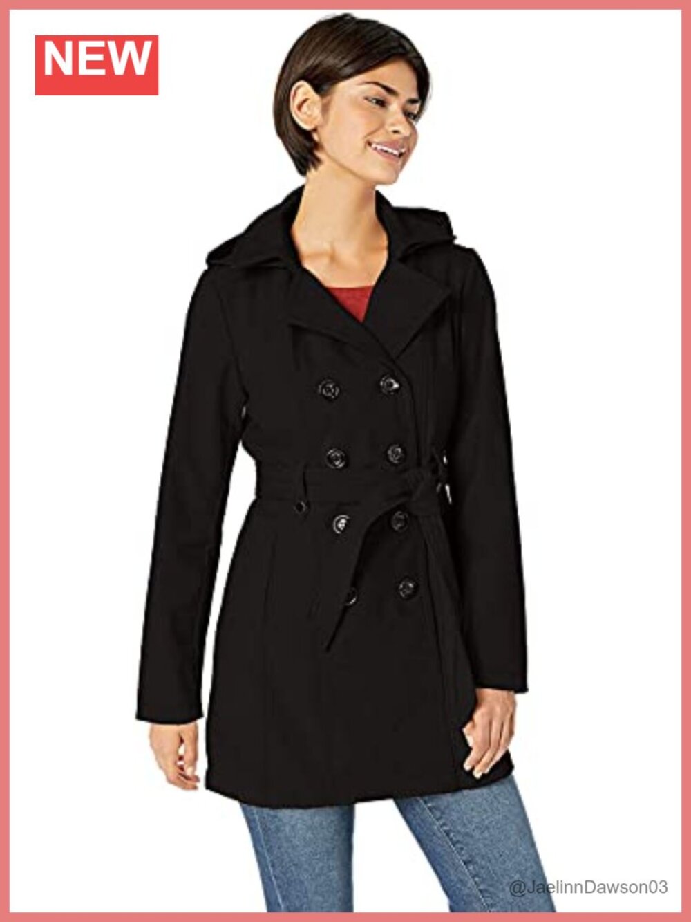 Soft Shell Trench Coat with Detachable Hood Water Resistant